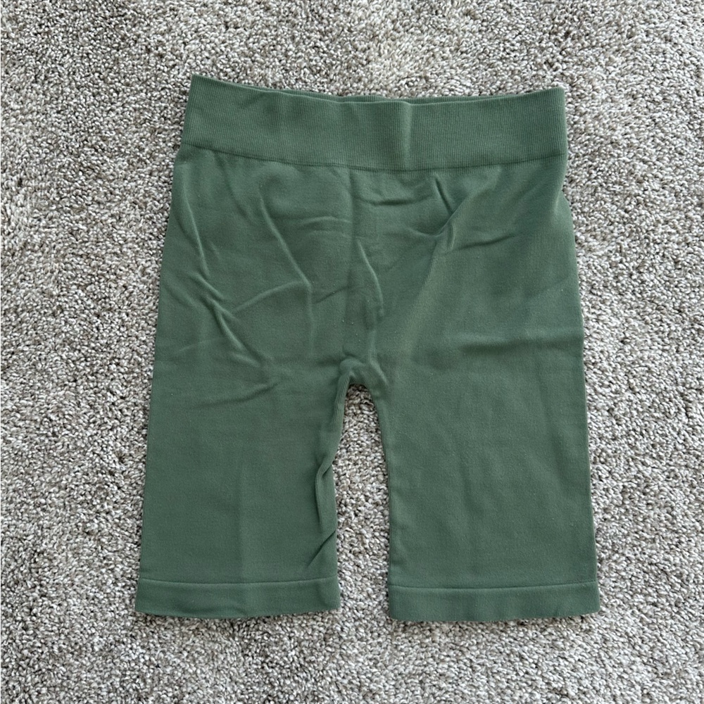 Free People Intimately Green Ribbed Biker Shorts